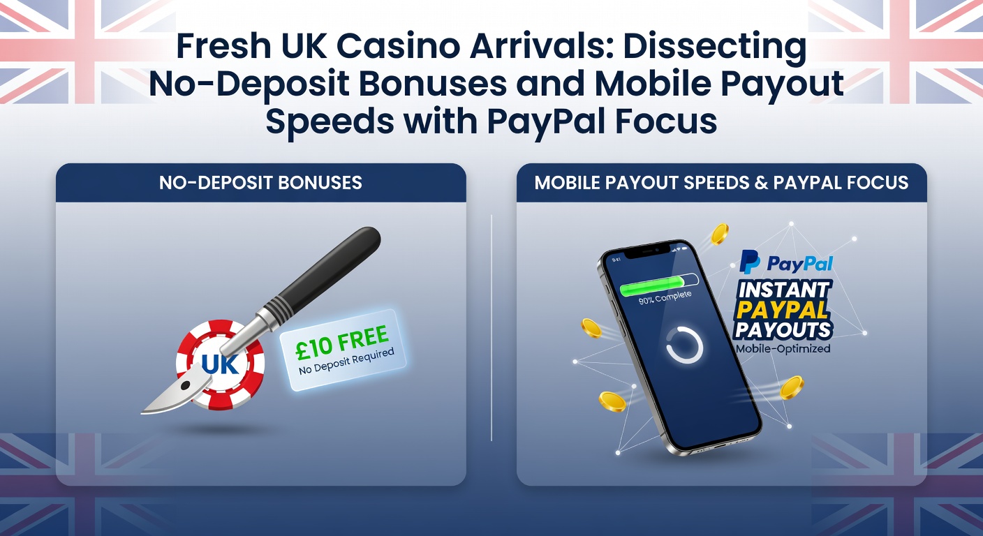 Vibrant screenshot of a new UK mobile casino interface showcasing no-deposit bonus offers and PayPal withdrawal options