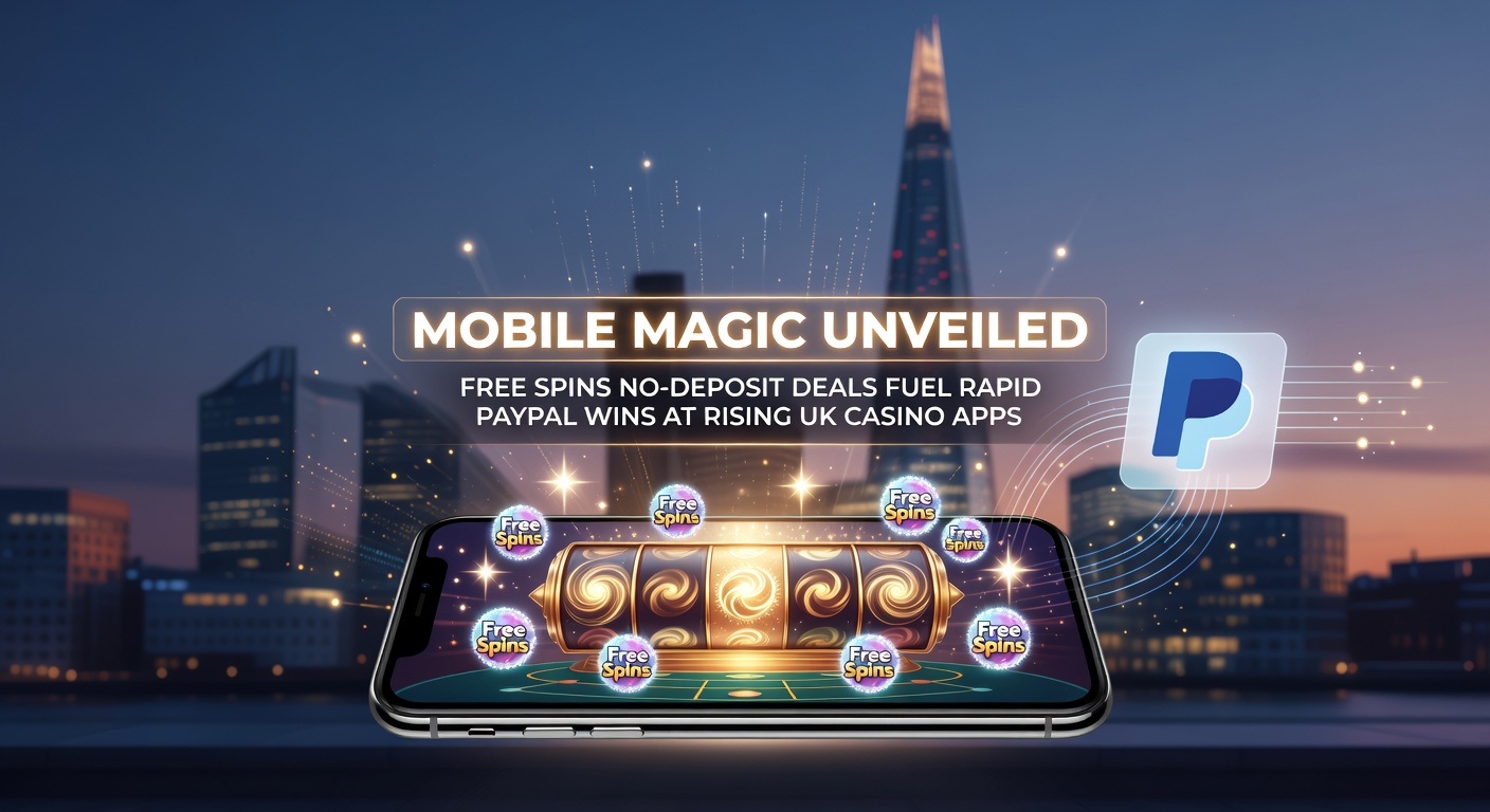 Vibrant mobile phone screen displaying colorful casino slots with free spins notifications and PayPal withdrawal icons, capturing the excitement of instant wins on UK apps