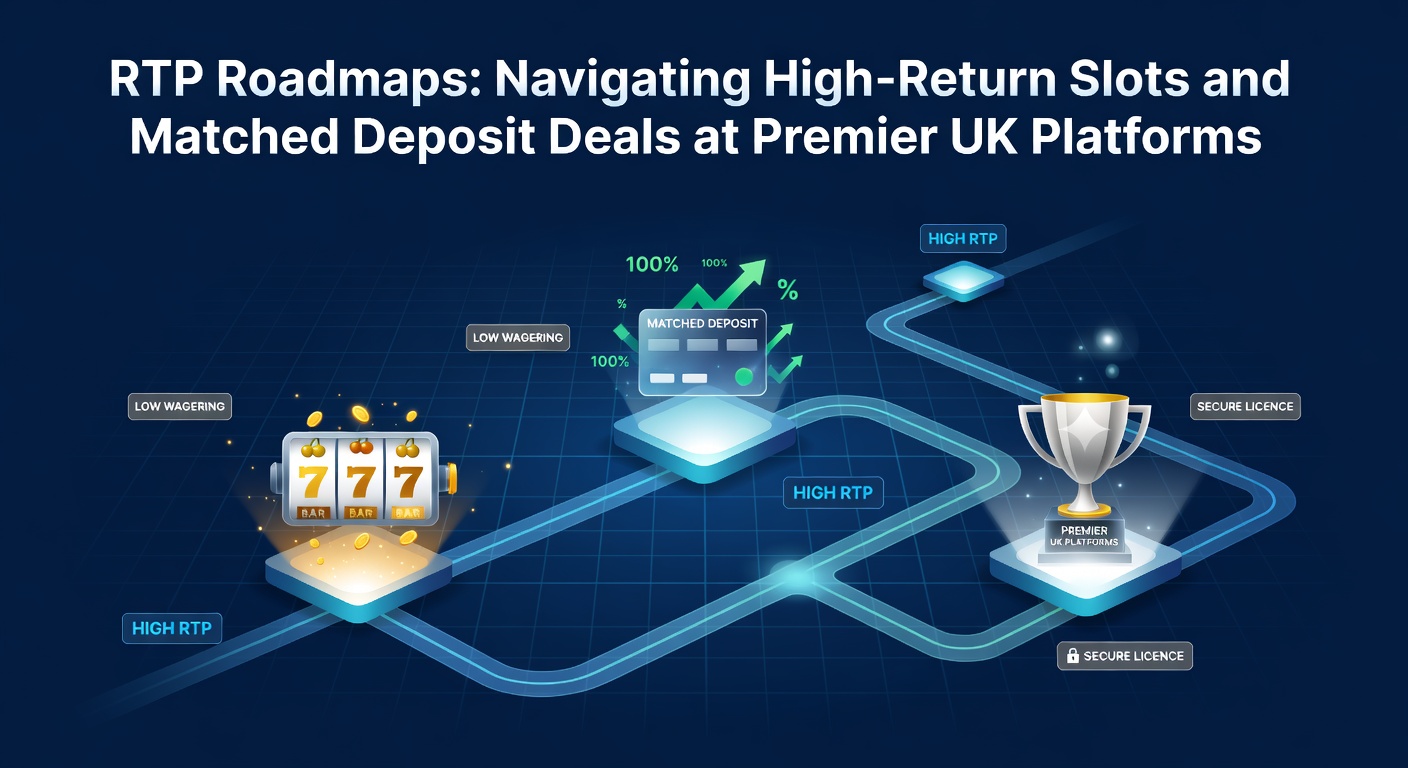 Digital roadmap graphic illustrating RTP percentages and slot game paths leading to high-payout opportunities in UK online casinos
