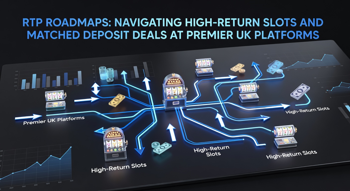 Screenshot of a UK casino dashboard displaying high-RTP slot selections alongside active deposit match promotions and player roadmap tools