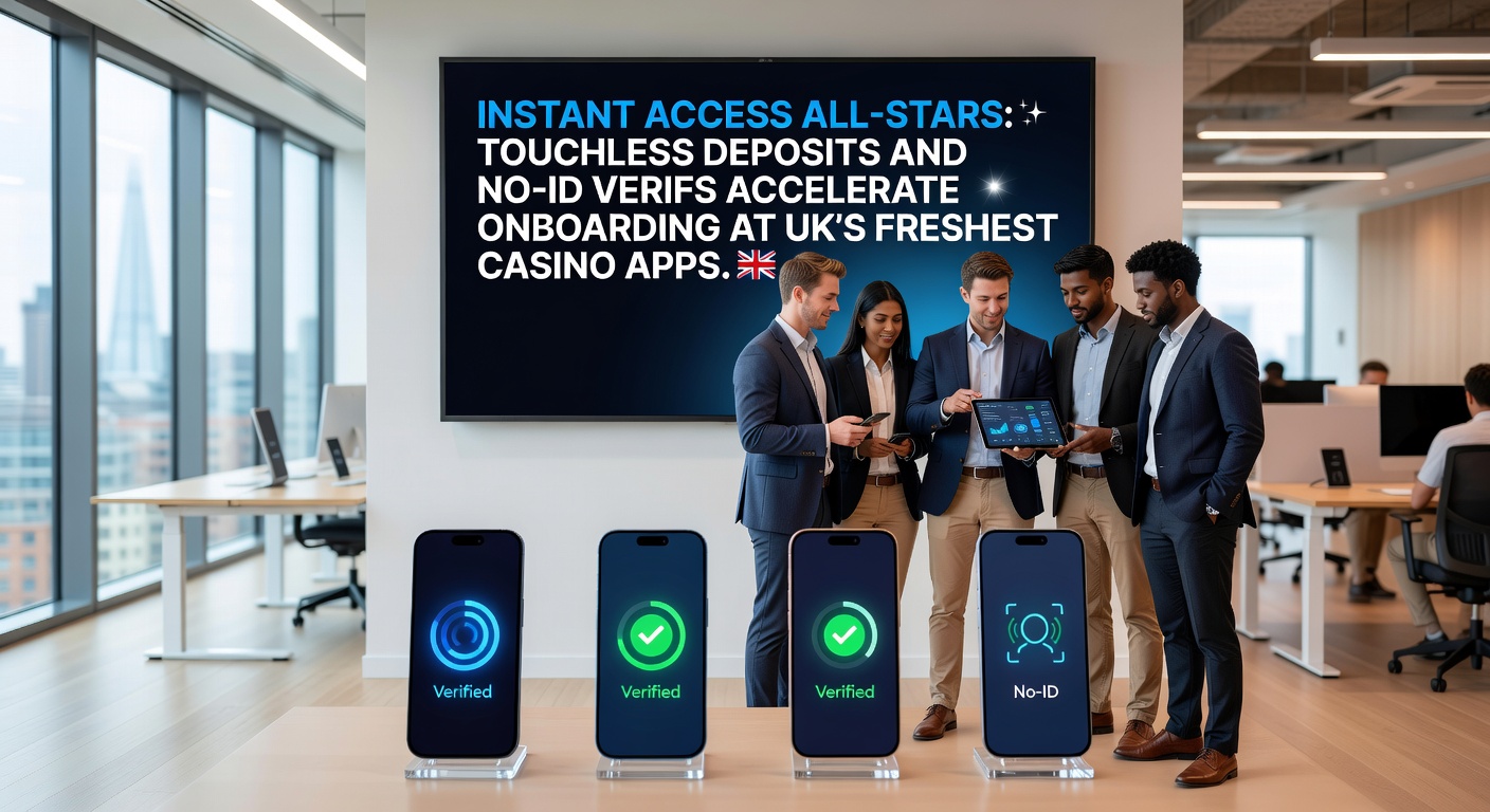 Smartphone screen showing a seamless casino app deposit via touchless payment, with instant confirmation and no ID prompt visible