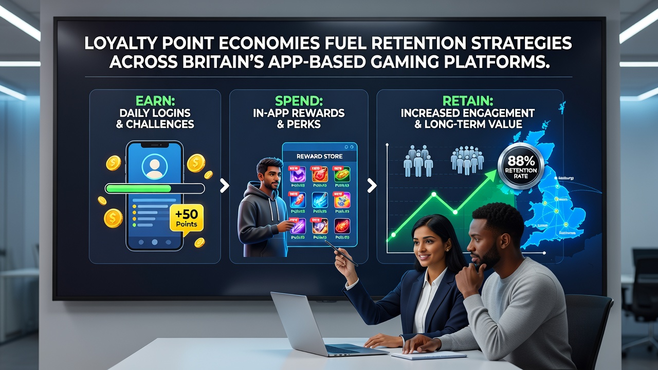 Mobile app dashboard showing loyalty point balances and reward tiers