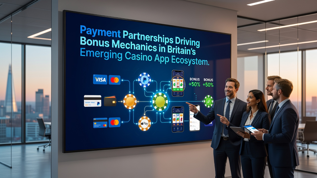 Illustration of payment partnerships influencing bonus mechanics in casino apps